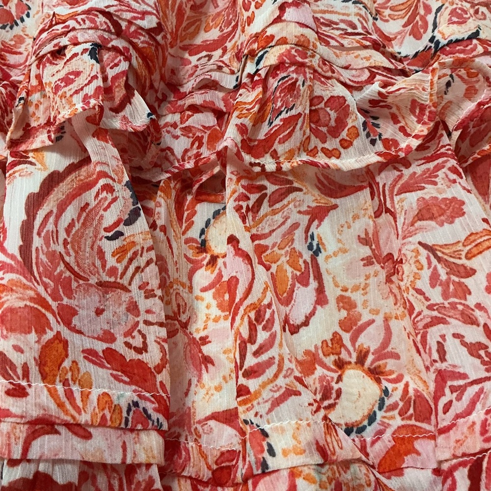 Sam Edelman NWT Large Paisley Red/Orange Mini Skirt - Picture 7 of 12